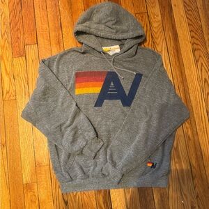 Aviator Nation Gray Hoodie with Multicolor Stripe